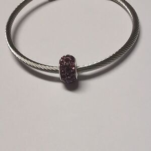 Purple with‎ Purple Rhinestones Charm for Pandora Style Bracelet